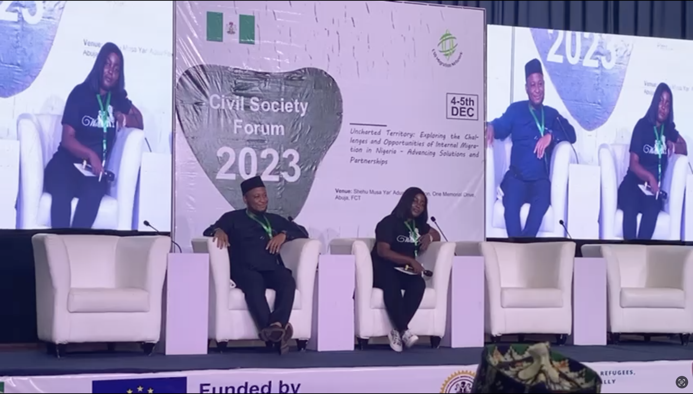 Migration Moments with May during a panel session at the 2023 Civil Society Forum on migration and development organized by the Civil Society Network on Migration and Development